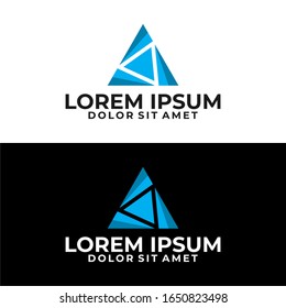 Abstract triangle logo template with geometric simple cuts illustration in flat design pictogram symbol