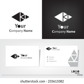 Abstract triangle logo vector design with business card template.