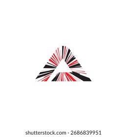 Abstract Triangle Logo Vector with Glitch Effect, Explosive Digital Energy, Modern Geometric Design Element Concept