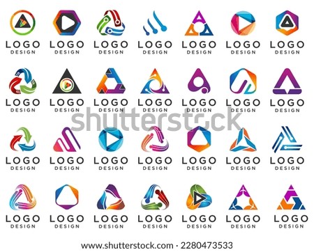 abstract triangle logo vector icon set, Abstract triangle logo and app icon for modern app logo design