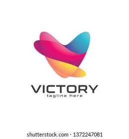 Abstract Triangle or Logotype Letter V Logo Icon with Modern Gradient Color