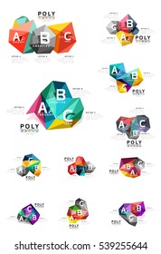 Abstract triangle low poly infographic template. Vector background for workflow layout, diagram, number options or web design