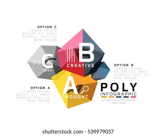 Abstraktes Dreieck Low-Poly-Infografik-Vorlage. Vektorhintergrund für Workflow-Layout, Diagramm, Zahlenoptionen oder Webdesign