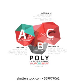 Abstract triangle low poly infographic template. Vector background for workflow layout, diagram, number options or web design