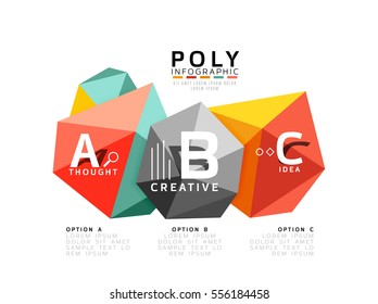 Abstract triangle low poly infographic template. Vector background for workflow layout, diagram, number options or web design