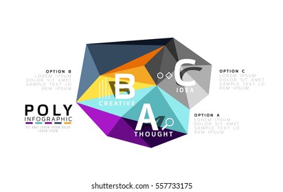 Abstraktes Dreieck Low-Poly-Infografik-Vorlage. Vektorhintergrund für Workflow-Layout, Diagramm, Zahlenoptionen oder Webdesign