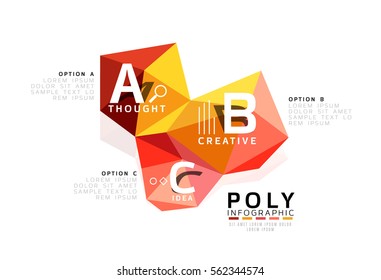 Abstract triangle low poly infographic template. Vector background for workflow layout, diagram, number options or web design