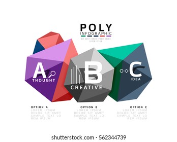 Abstract triangle low poly infographic template. Vector background for workflow layout, diagram, number options or web design