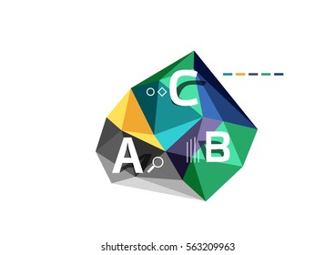 Resumen de la plantilla de infografía de polos bajos en triángulo. Fondo vectorial para diseño de flujo de trabajo, diagrama, opciones de número o diseño web