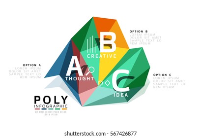 Abstract triangle low poly infographic template. Vector background for workflow layout, diagram, number options or web design