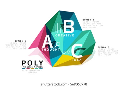 Resumen de la plantilla de infografía de polos bajos en triángulo. Fondo vectorial para diseño de flujo de trabajo, diagrama, opciones de número o diseño web