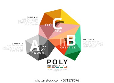 Abstract triangle low poly infographic template. Vector background for workflow layout, diagram, number options or web design