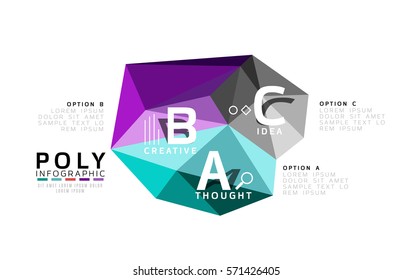 Abstract triangle low poly infographic template. Vector background for workflow layout, diagram, number options or web design