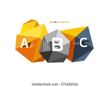 Abstraktes Dreieck Low-Poly-Infografik-Vorlage. Vektorhintergrund für Workflow-Layout, Diagramm, Zahlenoptionen oder Webdesign