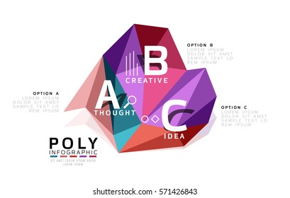 Abstract triangle low poly infographic template. Vector background for workflow layout, diagram, number options or web design
