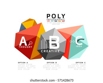 Modèle abstrait d'infographie low-poly triangle. Arrière-plan vectoriel pour la mise en page du workflow, le diagramme, les options de nombre ou la conception Web