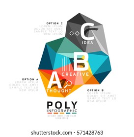 Abstraktes Dreieck Low-Poly-Infografik-Vorlage. Vektorhintergrund für Workflow-Layout, Diagramm, Zahlenoptionen oder Webdesign