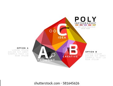 Abstract triangle low poly infographic template. Vector background for workflow layout, diagram, number options or web design