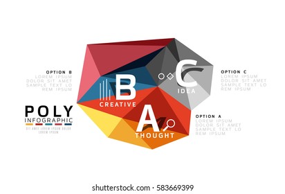 Abstract triangle low poly infographic template. Vector background for workflow layout, diagram, number options or web design