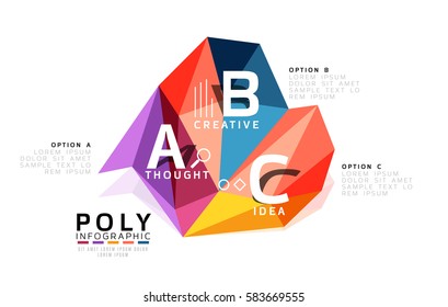 Resumen de la plantilla de infografía de polos bajos en triángulo. Fondo vectorial para diseño de flujo de trabajo, diagrama, opciones de número o diseño web
