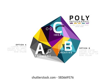 Abstract triangle low poly infographic template. Vector background for workflow layout, diagram, number options or web design