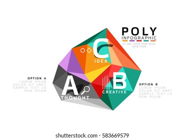 Abstract triangle low poly infographic template. Vector background for workflow layout, diagram, number options or web design