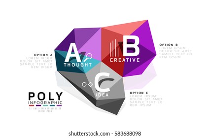 Abstract triangle low poly infographic template. Vector background for workflow layout, diagram, number options or web design