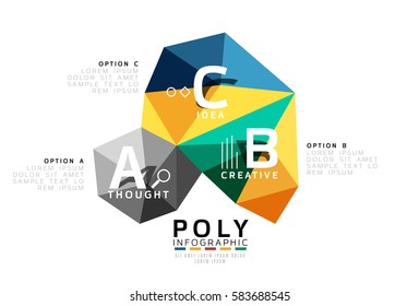 Abstract triangle low poly infographic template. Vector background for workflow layout, diagram, number options or web design
