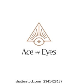 abstract triangle magic eyes logo business vector design template with pyramid, shiny and elegant styles 