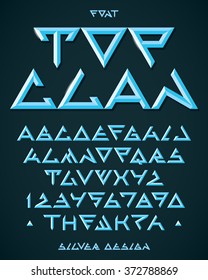 Abstract Triangle Metallic Beveled Alien Font, 3d Vector Alphabet