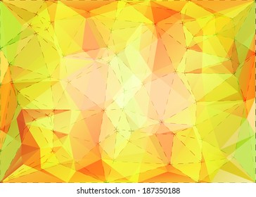 Abstract triangle mosaic gradient colorful background with dotted line structure