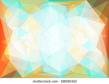 Abstract triangle mosaic gradient colorful background with dotted line structure