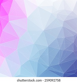 Abstract triangle mosaic gradient colorful background with dotted line structure