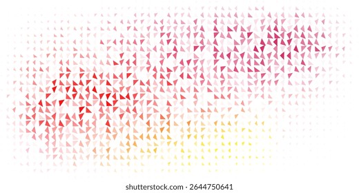 Abstract triangle mosaic pattern with red, pink, orange, and yellow gradient on a white background. Modern geometric texture for digital designs and backgrounds.