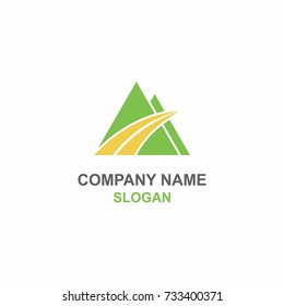 Abstract triangle mountain and road logo.