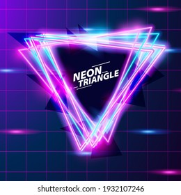 Abstract Triangle Neon Glow Purple And Blue Color With Tile Background Fro Retro 80s Disco Night Club Abstract Background