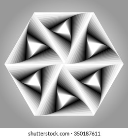 Abstract triangle optical illusion with black and white.gradient