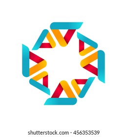 Abstract triangle ornament element isolated on white, circle with triangles vector illustration