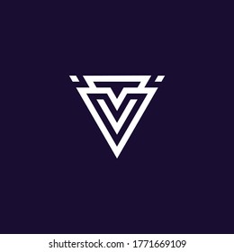 Abstract Triangle Outline Logo - Letter V Logo Vector