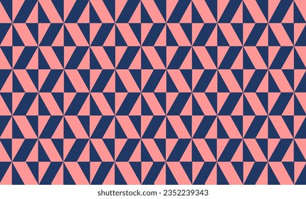 abstract triangle and parallelogram geometric pink and dark blue background patch work seamless repeat style, replete image design for fabric printing
