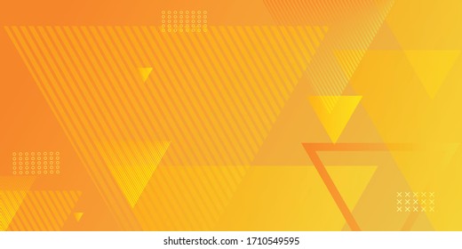 Abstract triangle pattern background. Orange yellow gradient backdrop. Geometric background decoration. Warm summer color. Suit for business, corporate, institution, party, festive, seminar, and talks