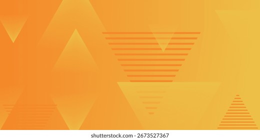 Abstract triangle pattern background. Orange yellow gradient backdrop. Geometric background decoration. Warm summer color. Suit for business, corporate, institution, party, festive, seminar, and talks