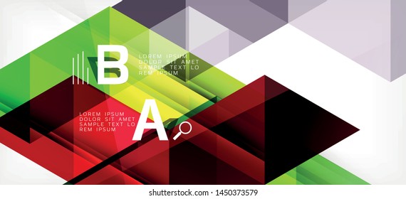 Abstract triangle pattern, colorful backdrop. Presentation template. Modern textured shape. Trendy modern style. Vector abstract geometric graphic design.