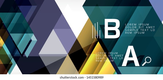 Abstract triangle pattern, colorful backdrop. Presentation template. Modern textured shape. Trendy modern style. Vector abstract geometric graphic design.