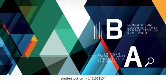 Abstract triangle pattern, colorful backdrop. Presentation template. Modern textured shape. Trendy modern style. Vector abstract geometric graphic design.