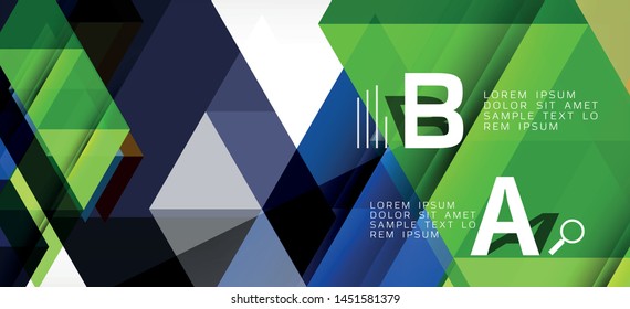 Abstract triangle pattern, colorful backdrop. Presentation template. Modern textured shape. Trendy modern style. Vector abstract geometric graphic design.