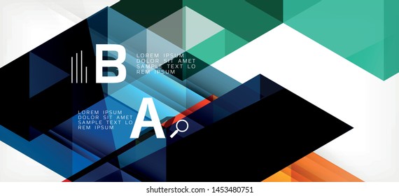 Abstract triangle pattern, colorful backdrop. Presentation template. Modern textured shape. Trendy modern style. Vector abstract geometric graphic design.