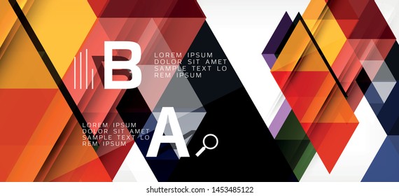 Abstract triangle pattern, colorful backdrop. Presentation template. Modern textured shape. Trendy modern style. Vector abstract geometric graphic design.