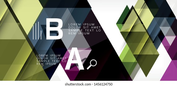 Abstract triangle pattern, colorful backdrop. Presentation template. Modern textured shape. Trendy modern style. Vector abstract geometric graphic design.