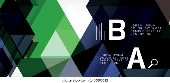 Abstract triangle pattern, colorful backdrop. Presentation template. Modern textured shape. Trendy modern style. Vector abstract geometric graphic design.